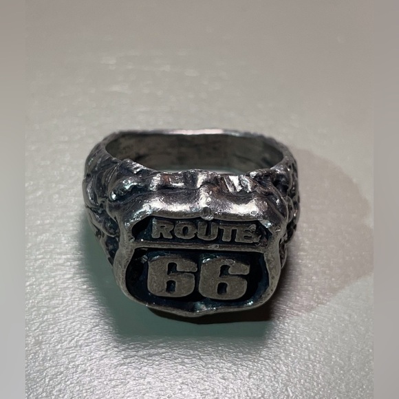 Route 66 Men's Ring -Hand Carved Pewter Biker's Very Heavy Ring Size 9 - Picture 6 of 6